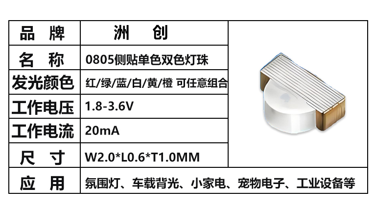 “0805侧贴灯珠，0805侧贴，0805灯珠”/