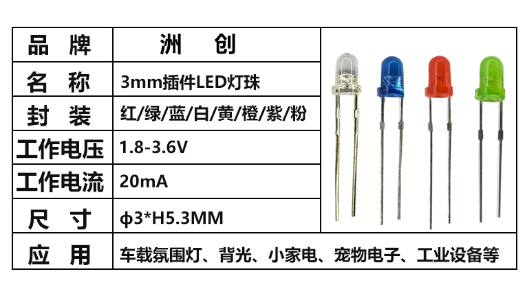 “F3插件灯珠，直插灯珠”/