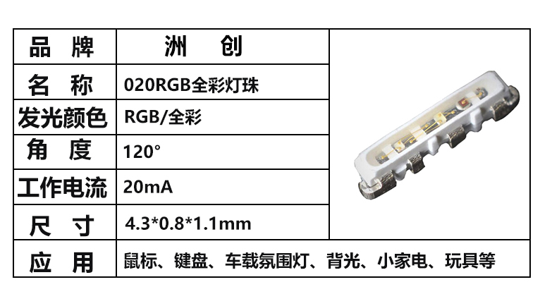 “020全彩灯珠，020RGB全彩灯珠，020灯珠”/