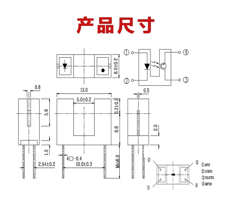 “ITR9608槽型光电开关尺寸”/